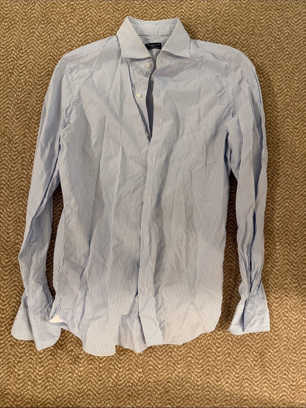 Finamore Classic Men's Blue Pinstripe Dress Shirt